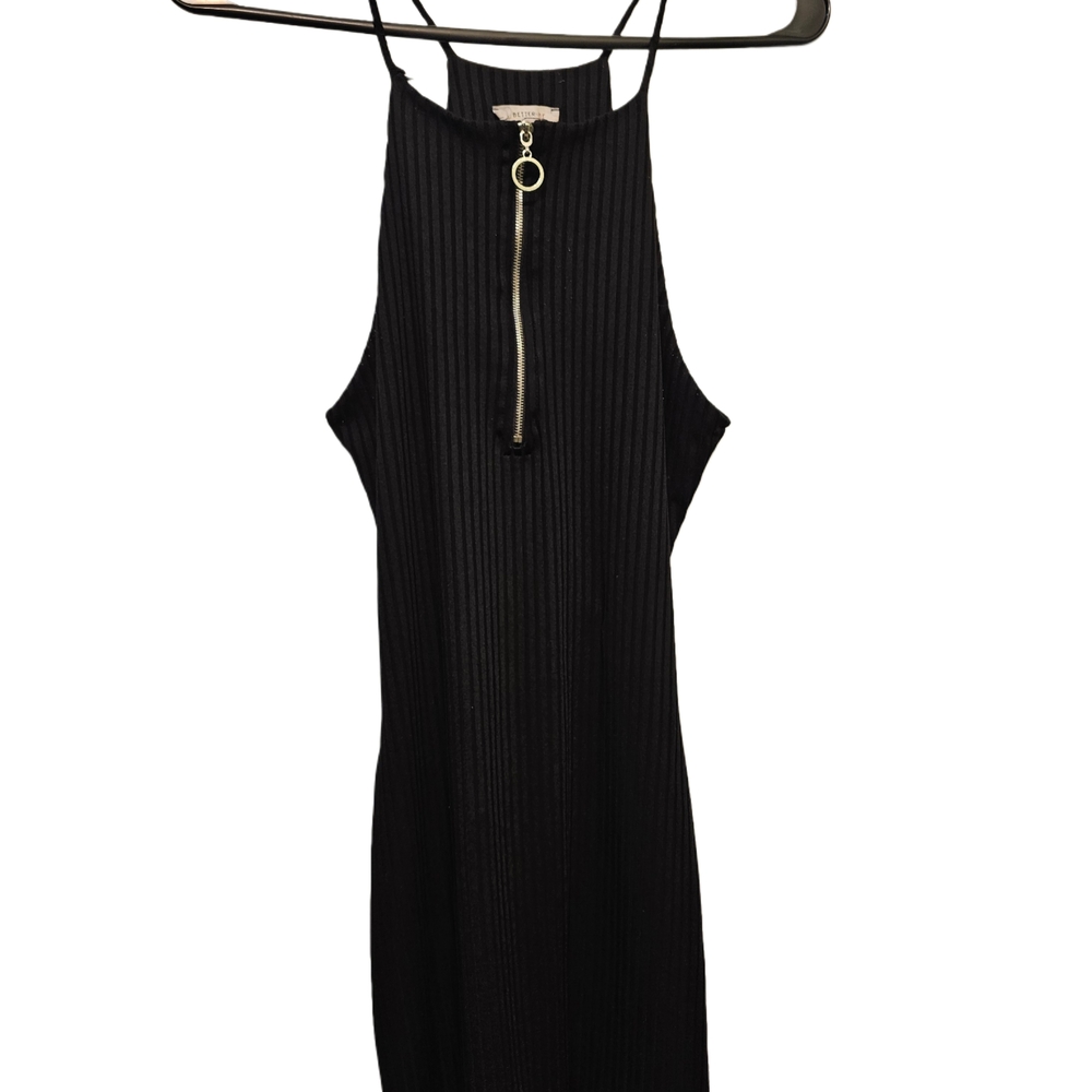 Better Be Black Ribbed Backless Dress